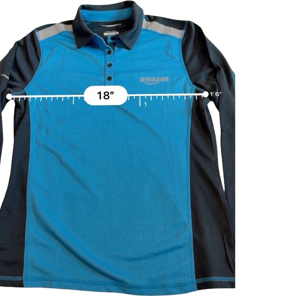 Amazon Luly Yang Active Polo Long Sleeve Blue Grey Womens Medium - Picture 4 of 5